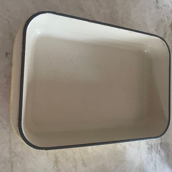 Vintage Le Creuset rectangular baker cast iron yellow 12.5”   ** Rare find - Picture 11 of 14